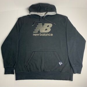 New Balance Hoodie Graphic Logo Faded Black Sweatshirt Mens Size 2XL